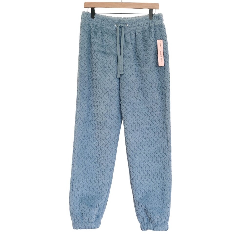 NWT Crave Fame Juniors High-Rise Faux-Fur Embossed Joggers Size Medium